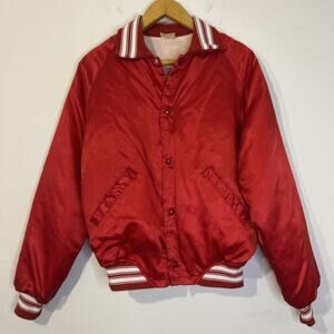 Vintage WRAL 101 FM Red Satin Bomber Jacket - Raleigh NC Radio Station Size S